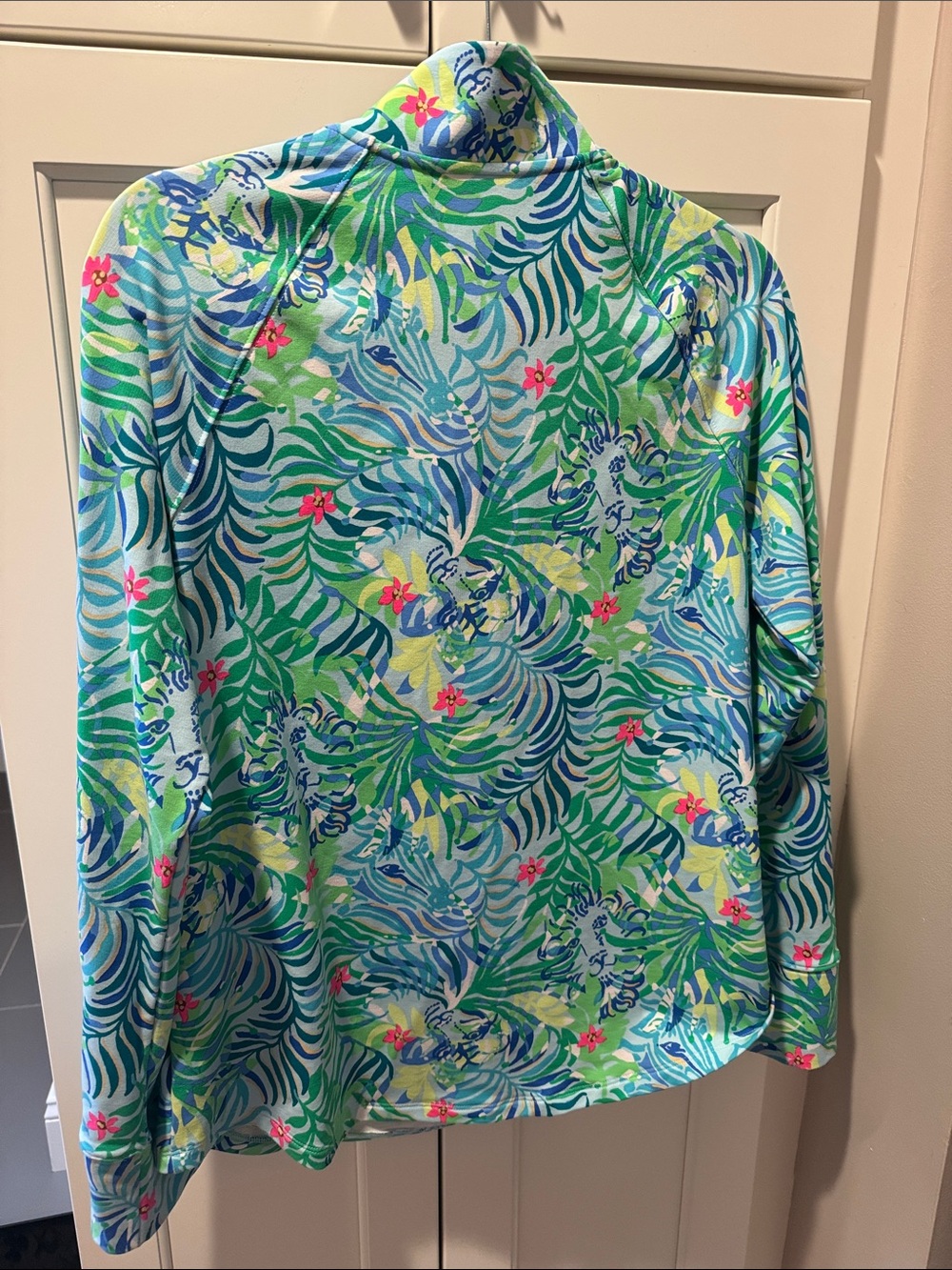 Lilly Pulitzer Tropical Zip Pullover in Green & Aqua - Picture 4 of 5